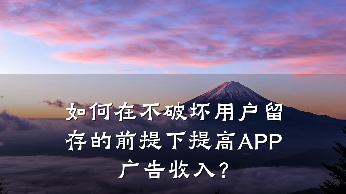如何在不破坏用户留存的前提下提高APP广告收入?