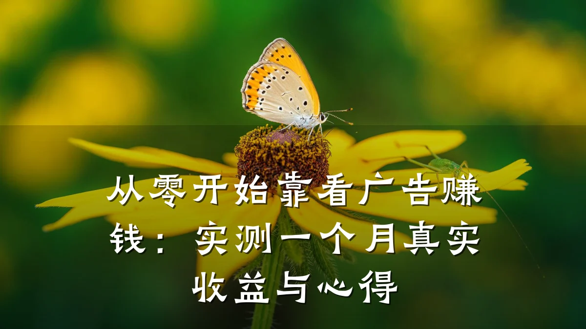 从零开始靠看广告赚钱：实测一个月真实收益与心得