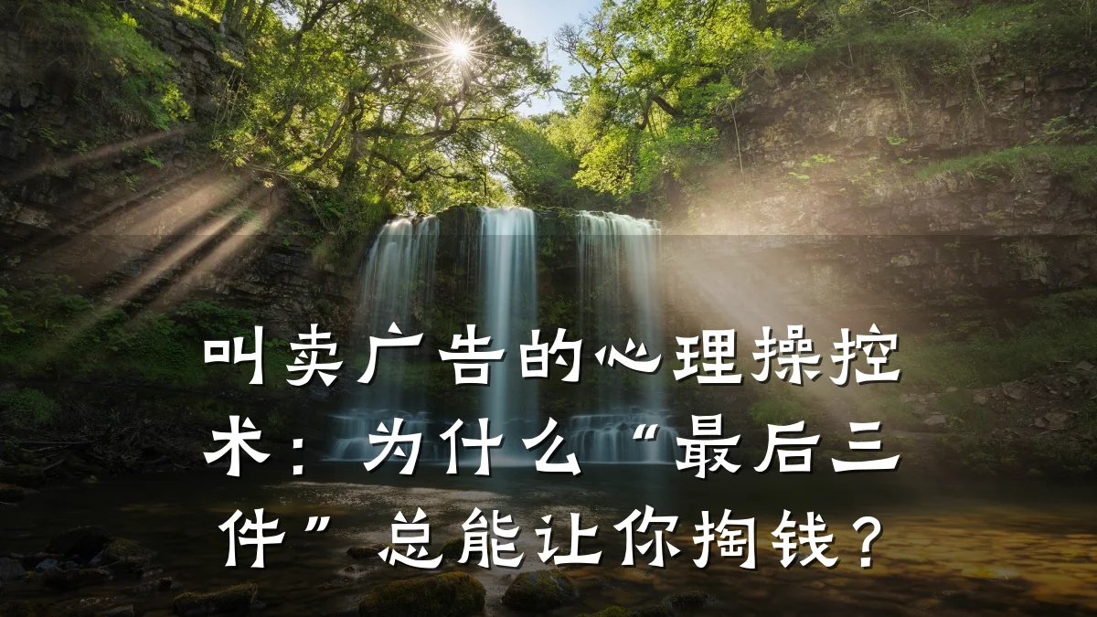 叫卖广告的心理操控术:为什么“最后三件”总能让你掏钱?