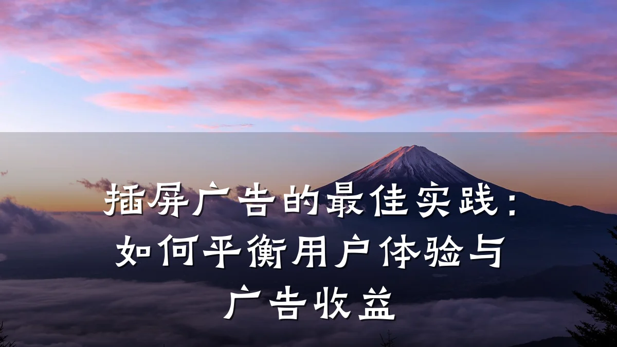 插屏广告的最佳实践:如何平衡用户体验与广告收益